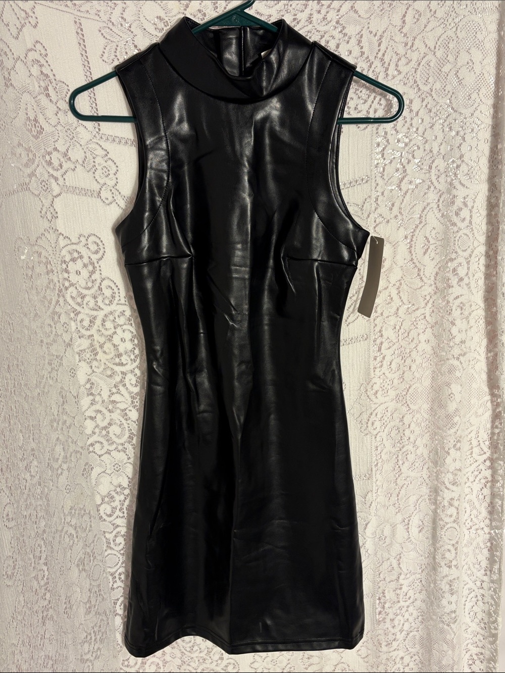 RD Style Black Sleeveless Faux Leather Mini Dress